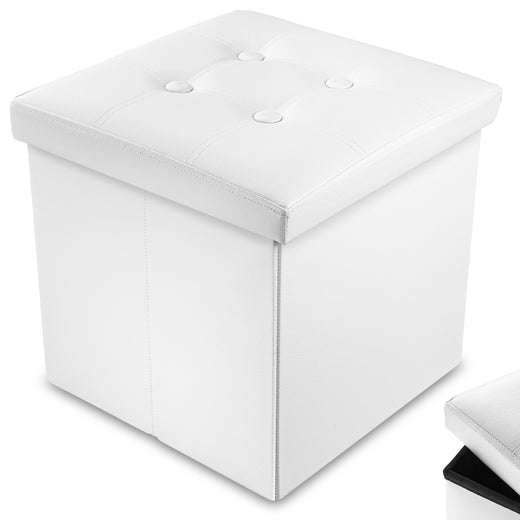 Nyxi Faux Leather Ottoman Storage Box (White) - 38 * 38 * 38cm