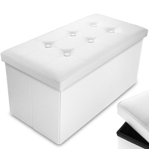 Faux Leather Ottoman Storage Box (White) - 76 * 38 * 38cm