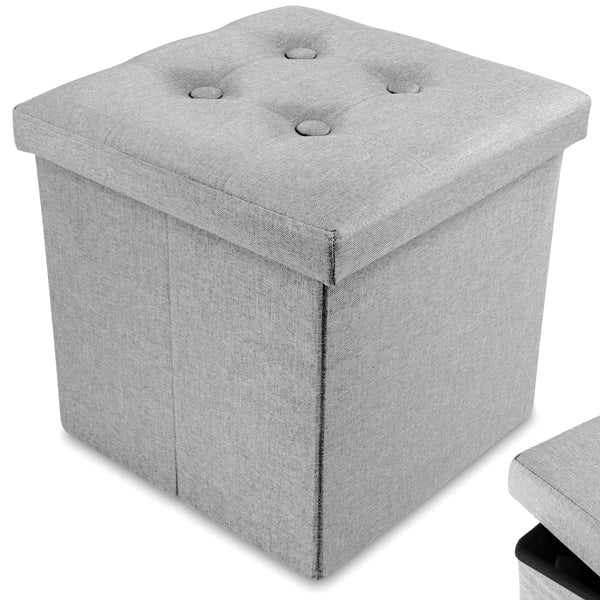 Nyxi Fabric Ottoman Storage Box (Light Grey) - 38 * 38 * 38cm