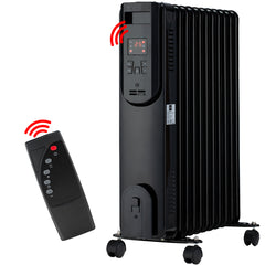 Nyxi 11-Fin Oil Filled Heater 2500W with Remote Control 3 Power Settings (Black, Model 3843)
