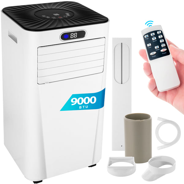Nyxi 9000 BTU Portable Air Conditioner 3-in-1 AC, Cooling Fan & 24L/Day Dehumidifier, Remote Control, Window Kit, 24Hr Timer, Energy Class A