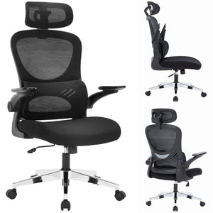 Office Chair Ergonomic Computer Desk, Work & Study Chair, High Mesh Back, Foldable 3D Armrests (Black, Model 768)