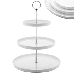 Nyxi 3 Tier White Ceramic Cake Stand Porcelain Round Display with Gift Box NY5