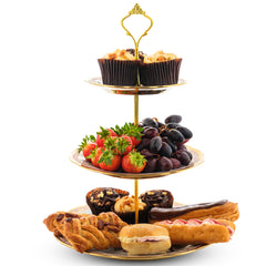 Nyxi Ceramic 3 Tier Floral Cake Stand (Gold)