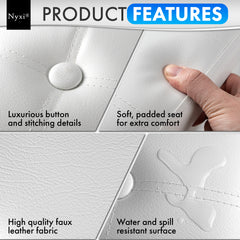 Nyxi Faux Leather Ottoman Storage Box (White) - 110 * 38 * 38cm