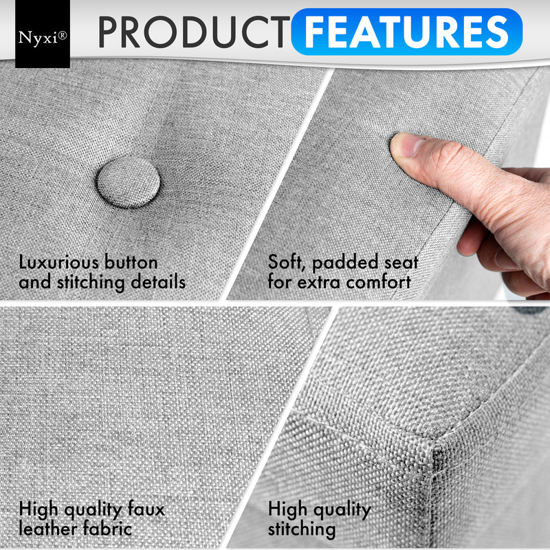 Nyxi Fabric Ottoman Storage Box (Light Grey) - 76 * 38 * 38cm