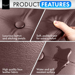 Nyxi Faux Leather Ottoman Storage Box (Brown) - 110 * 38 * 38 cm