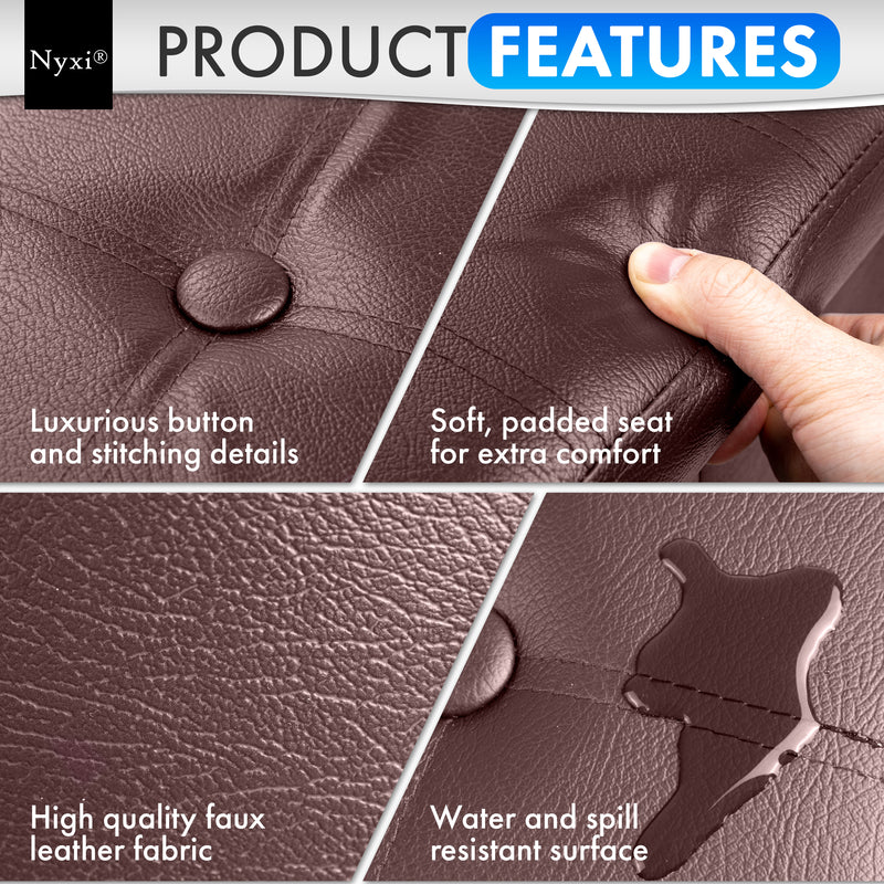 Nyxi Faux Leather Ottoman Storage Box (Brown) - 110 * 38 * 38 cm
