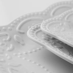 Nyxi Square Ceramic 3 Tier Cake Stand Silver Fittings