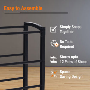 Nyxi 10 Tier Shoe Rack Extendable & Stackable, Quick Assembly No Tools Required - White Colour - Holds Upto 30 Pairs (Black)