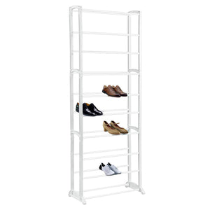 10 Tier Shoe Rack Extendable & Stackable, White, Holds Upto 30 Pairs