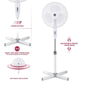 16" Fan Pedestal Oscillating Stand Electric Tower Standing Clip