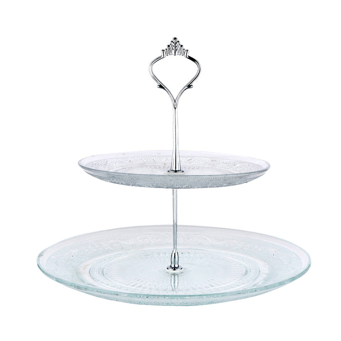 Premium Glass 2 / Two Tier Cake Stand Round Display with New Fittings