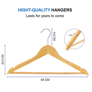 Pack of 20 Grade A, Natural Wooden Clothes Hangers