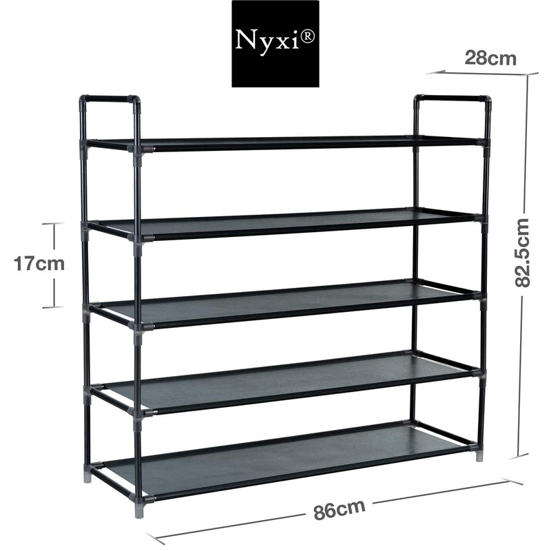 5 Tier, 25 Pairs Shoe Rack Multipurpose - Black