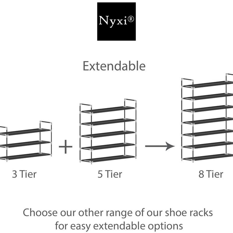 5 Tier, 25 Pairs Shoe Rack Multipurpose - Black