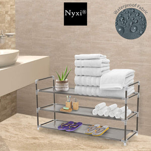 Nyxi 3 Tier Multipurpose Shoe Rack Stand or Standing Tier Storage Organiser in Black & Grey Colours (Grey)
