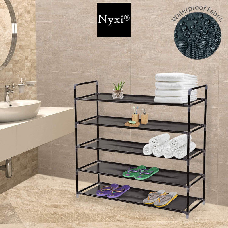 5 Tier, 25 Pairs Shoe Rack Multipurpose - Black