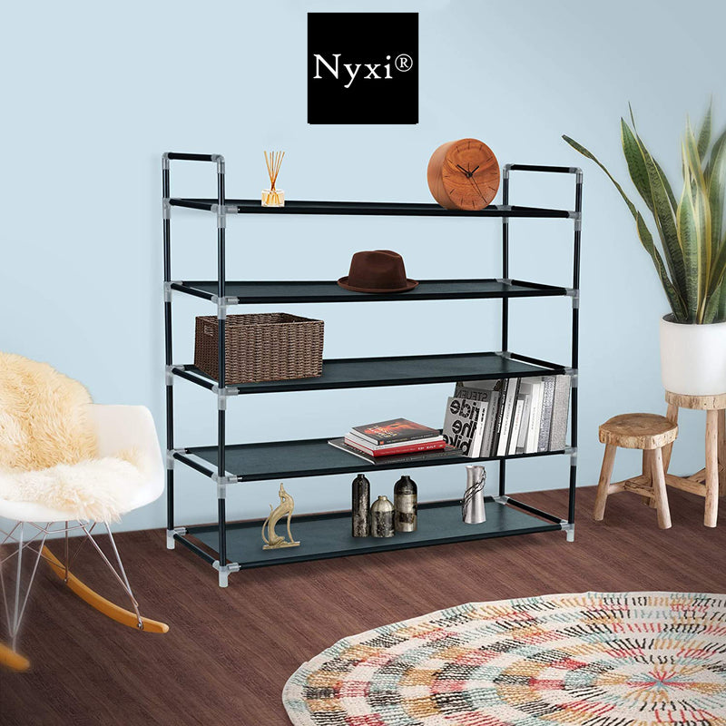 5 Tier, 25 Pairs Shoe Rack Multipurpose - Black