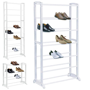 7 Tier Shoe Rack Extendable & Stackable, White, Holds Upto 21 Pairs
