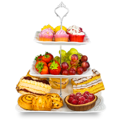 Nyxi Square Ceramic 3 Tier Cake Stand Silver Fittings