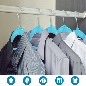 Pack of 20 Premium Selection Velvet Flocked Non-Slip Clothes Hangers ( Blue )