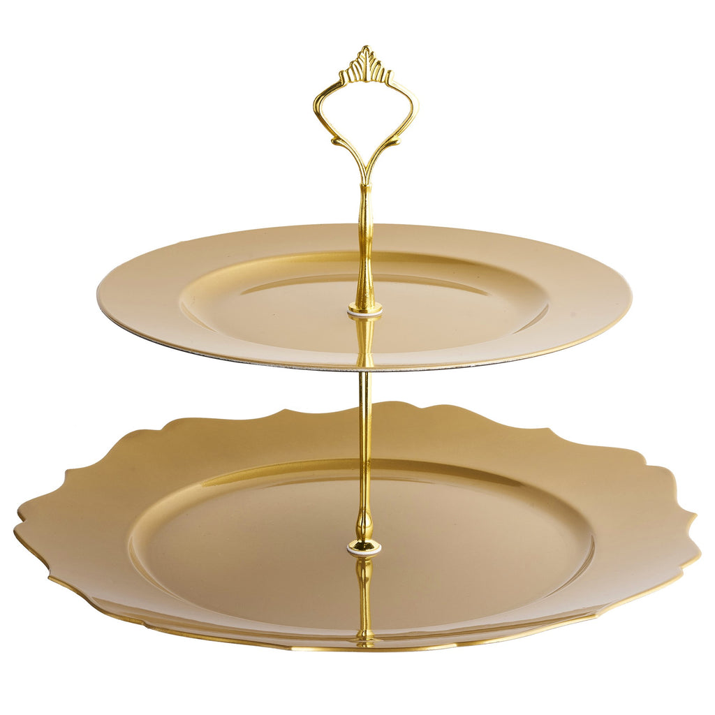 Large Cake Stand 2 Tier Round Display New Fittings - Gold
