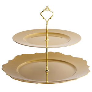 Large Cake Stand 2 Tier Round Display New Fittings - Gold