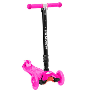 Pink Scooter LED 3 Wheels Flashing Light Foldable for Kids