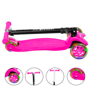 Pink Scooter LED 3 Wheels Flashing Light Foldable for Kids