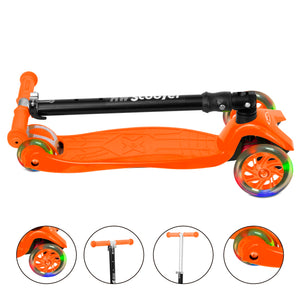 Orange Scooter LED 3 Wheels Flashing Light Foldable for Kids