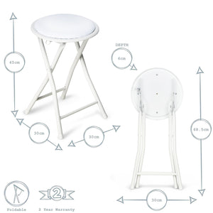 Nyxi Round Compact Folding Stool for Home Office (1 X Stool, White)