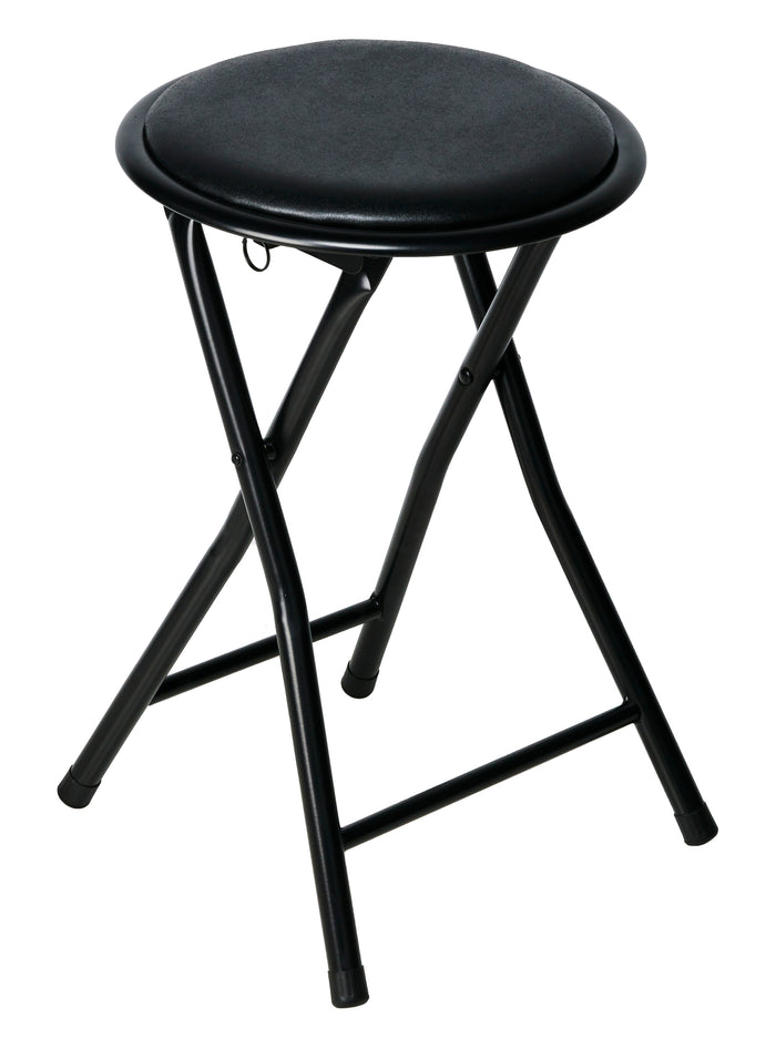 Nyxi Round Compact Folding Stool for Home Office (1 X Stool, Black)