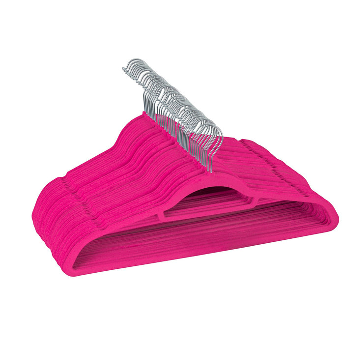 Pack of 20 Premium Selection Velvet Flocked Non-Slip Clothes Hangers ( Pink )