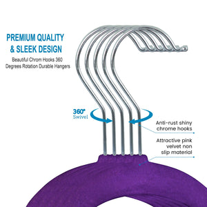Pack of 20 Premium Selection Velvet Flocked Non-Slip Clothes Hangers ( Purple )