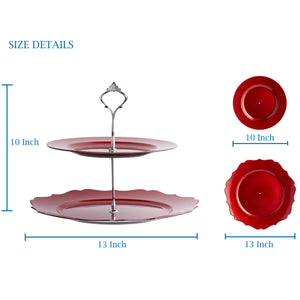 Large Cake Stand 2 Tier Round Display New Fittings - Rose Gold Red