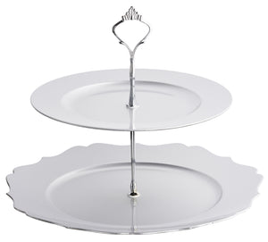 Large Cake Stand 2 Tier Round Display New Fittings - Silver