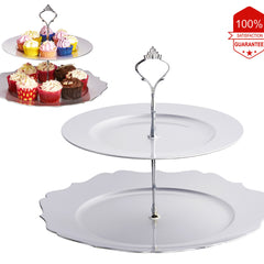 Nyxi 2 Tier Cake Stand (Silver)