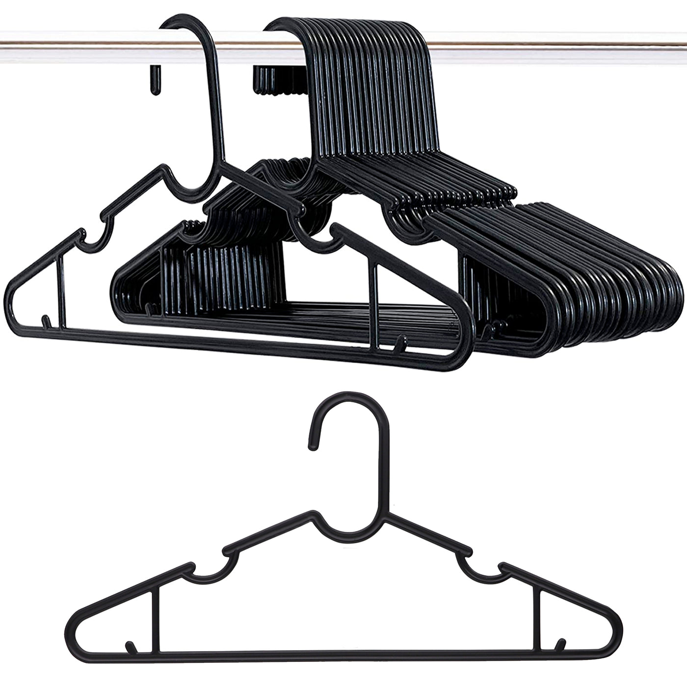 Clothes White Plastic Hangers With Bar Hooks Heavy Duty Standard