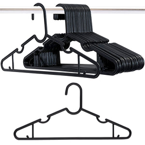 Nyxi 25 X Adult Plastic Coat Hangers Clothes with Suit Trouser Bar and Lips Size 39cm Wide, 19cm Height
