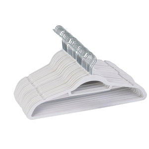 Pack of 20 Premium Selection Velvet Flocked Non-Slip Clothes Hangers ( White )