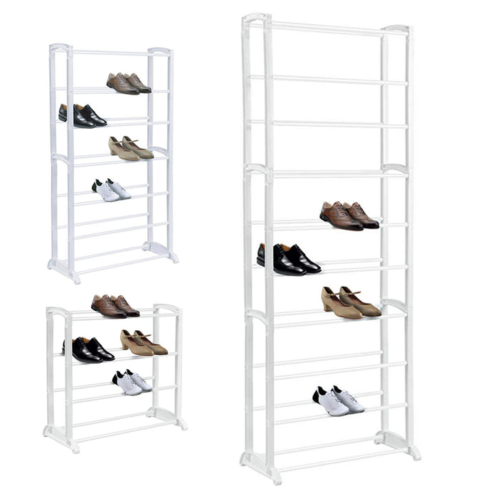 10 Tier Shoe Rack Extendable & Stackable, White, Holds Upto 30 Pairs