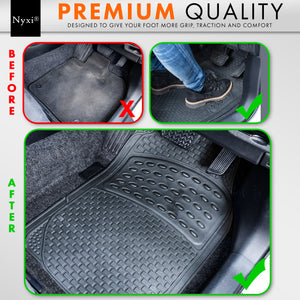 Nyxi 5 Piece Rubber Car Mat Universal Non-Slip Deep Dish Heavy Duty (4 Piece Floor Mat + 1 Piece Boot Mat)