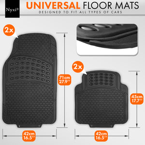 Nyxi 5 Piece Rubber Car Mat Universal Non-Slip Deep Dish Heavy Duty (4 Piece Floor Mat + 1 Piece Boot Mat)