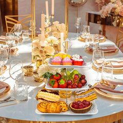 Nyxi Square Ceramic 3 Tier Cake Stand Silver Fittings