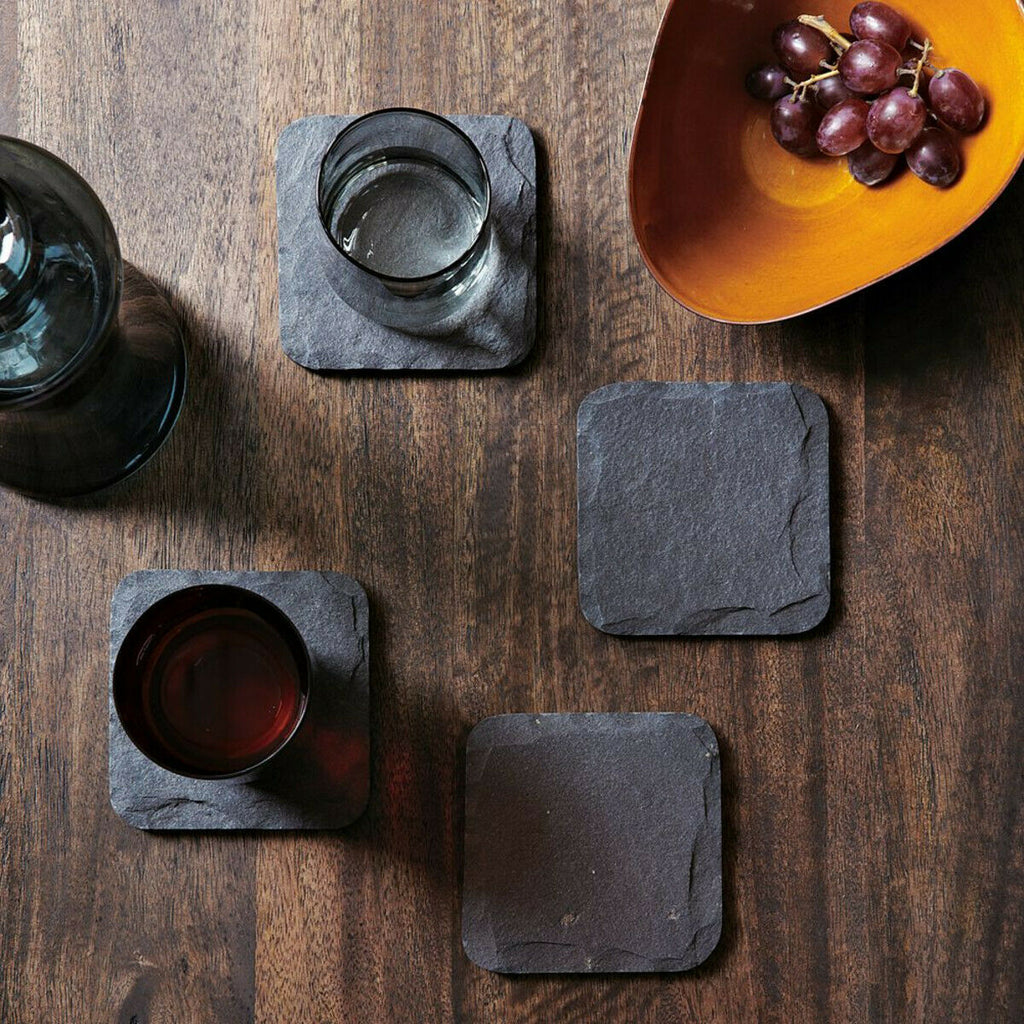 Coasters Place Mat Square Natural Slate Sets Coffee Table Drinks Bulk Sale 10cm