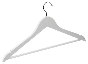 2 - 200 White Wooden Coat Hangers Suit Trouser Garment Clothes Coat Hanger Bar